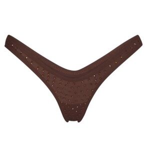 SKIMS Women's Brown Mini Thong with rhinestones - small